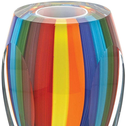6" Blue Clear Red And Yellow Cylinder Crystal Glass Table Vase HomeRoots