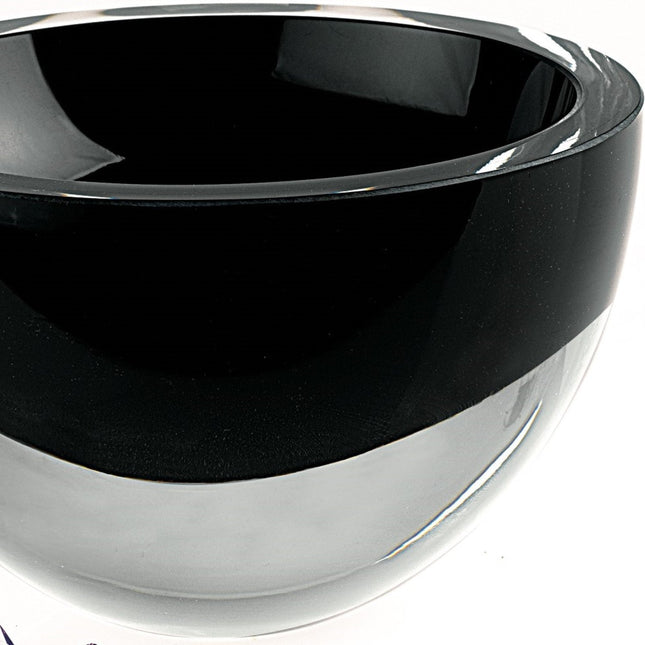 6" Black Mouth Blown Crystal Thick Walled Bowl HomeRoots