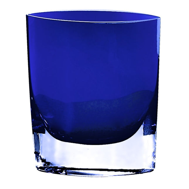 8" Cobalt And Clear Oval Lead Free Crystal Table Vase HomeRoots