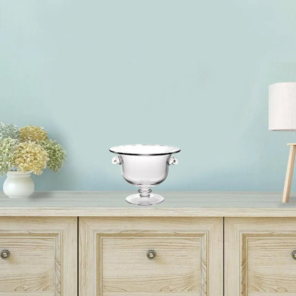 11" Clear Mouth  Blown Crystal Round Pedestal Centerpiece Bowl HomeRoots