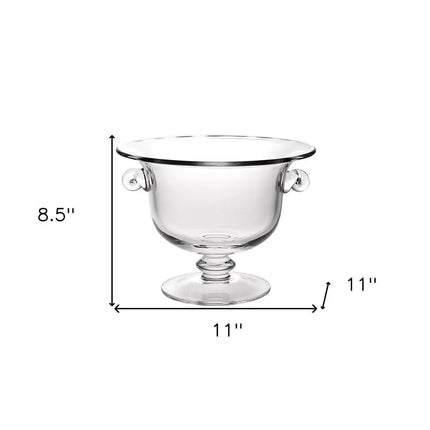 11" Clear Mouth  Blown Crystal Round Pedestal Centerpiece Bowl HomeRoots