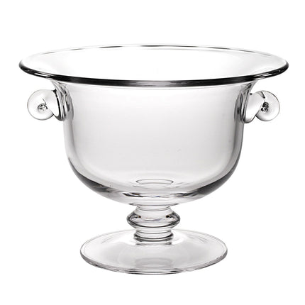 13" Clear Lead Free Crystal Round Pedestal Centerpiece Bowl With Handles HomeRoots