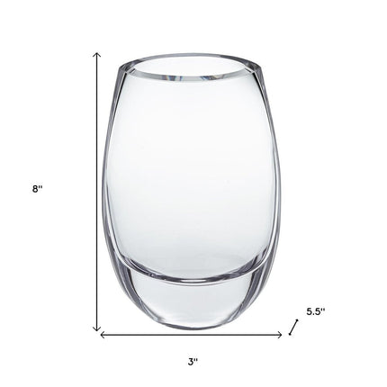 8" Clear Oval Crystal Glass Table Vase HomeRoots