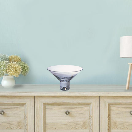 11" Clear Mouth Blown Crystal Round Pedestal Centerpiece Bowl HomeRoots