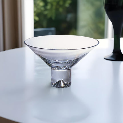 11" Clear Mouth Blown Crystal Round Pedestal Centerpiece Bowl HomeRoots