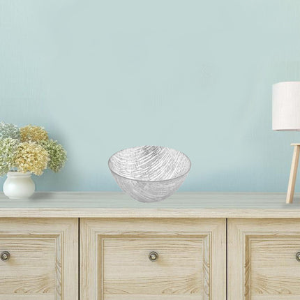 9" Clear And Silver Lead Free Crystal Round Serving Bowl HomeRoots
