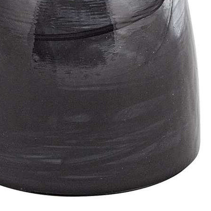 10" Black and Gray Swirl Mouth Blown Glass Footed Centerpiece Bowl HomeRoots