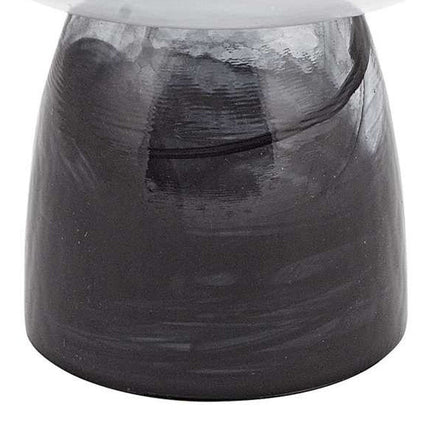 10" Black and Gray Swirl Mouth Blown Glass Footed Centerpiece Bowl HomeRoots