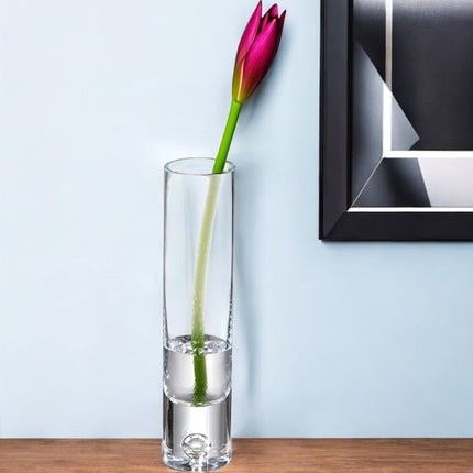 9" Clear Cylindrical Lead Free Crystal Bud Table Vase HomeRoots