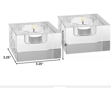 Hand Crafted Crystal Block Pair Of Tlite Holders HomeRoots