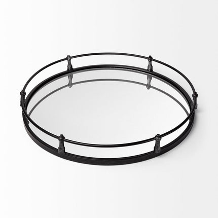 24" Silver Round Metal Indoor Outdoor Tray With Handles HomeRoots