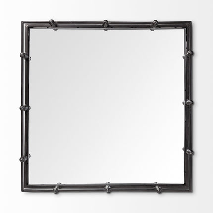 Natural Finish Metal With Mirrored Glass Bottom And Railing Handle Tray HomeRoots