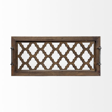 35" Silver Wood Indoor Outdoor Tray With Handles HomeRoots