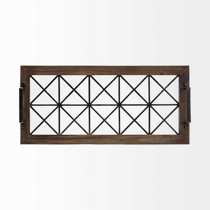 28" Brown Wood Indoor Outdoor Tray With Handles HomeRoots