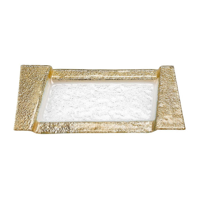 13" Clear And Gold Glass Snack Or Vanity Tray HomeRoots