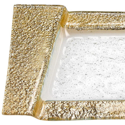 13" Clear And Gold Glass Snack Or Vanity Tray HomeRoots