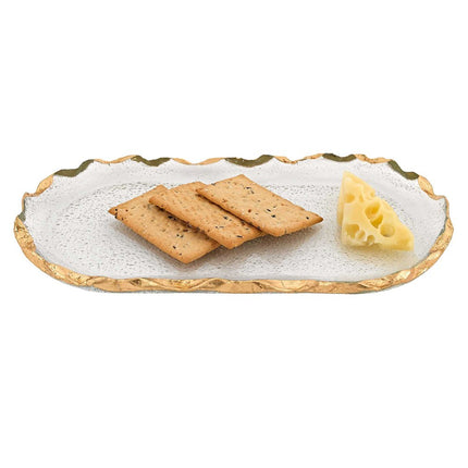 14 Glass Oval Edge Gold Leaf Platter HomeRoots