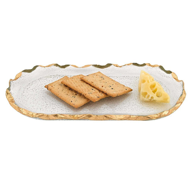 14 Glass Oval Edge Gold Leaf Platter HomeRoots