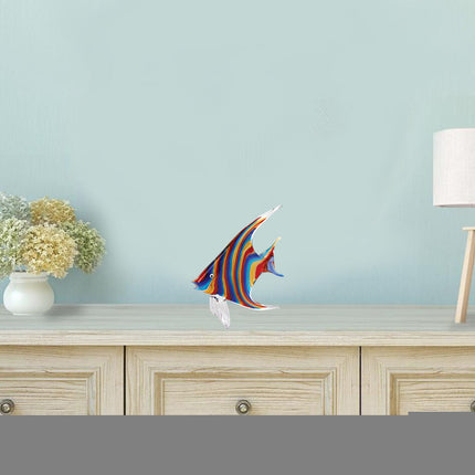 9" Blue and Red Murano Glass Fish Figurine Tabletop Sculpture HomeRoots