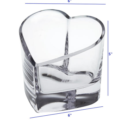 5" Clear Mouth Blown European Crystal Heart Bowl HomeRoots