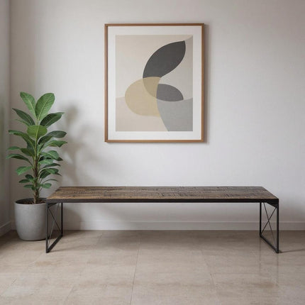 Rectangular Mango Woodmedium Brown Top And Black Iron Base Accent Bench HomeRoots