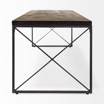 Rectangular Mango Woodmedium Brown Top And Black Iron Base Accent Bench HomeRoots