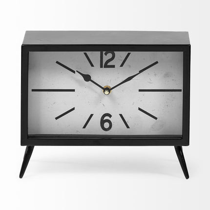 11" Black And White Metal Table Clock HomeRoots