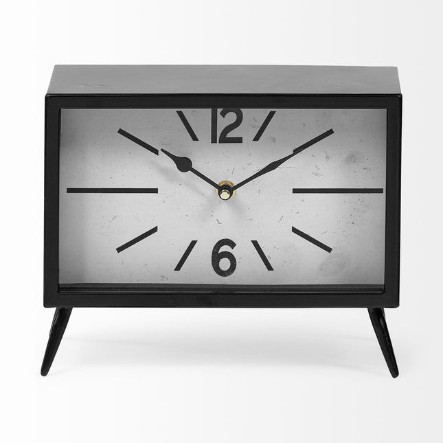 11" Black And White Metal Table Clock HomeRoots