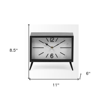 11" Black And White Metal Table Clock HomeRoots