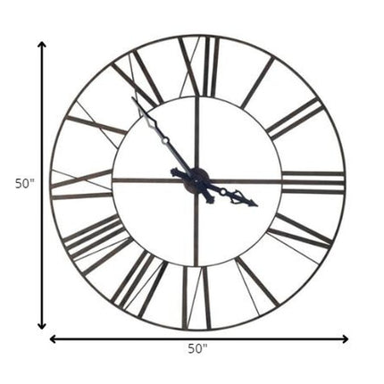 50" Circle Black Metal Skeleton Wall Clock HomeRoots