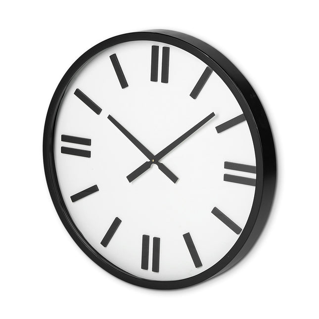 24" Round Large Modern Wall Clock With White Face And Non-Numarical Number HomeRoots