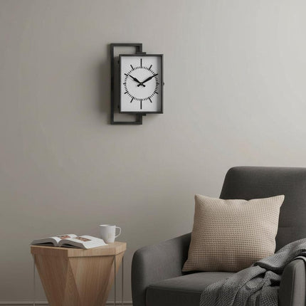 Rectangular Large Black Industrial Style Wall Clock HomeRoots