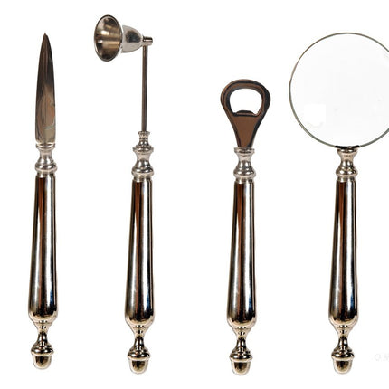 Magnifying Glass Letter Opener Bottle Opener And Candle Snuffer Set HomeRoots