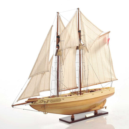 24" Brown Solid Wood Hand Painted Model Boat