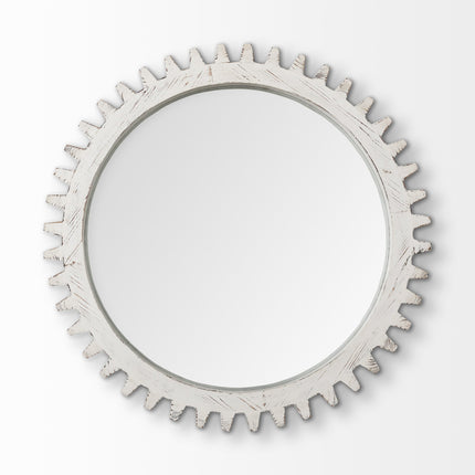 35" White Abstract Wood Framed Accent Mirror HomeRoots