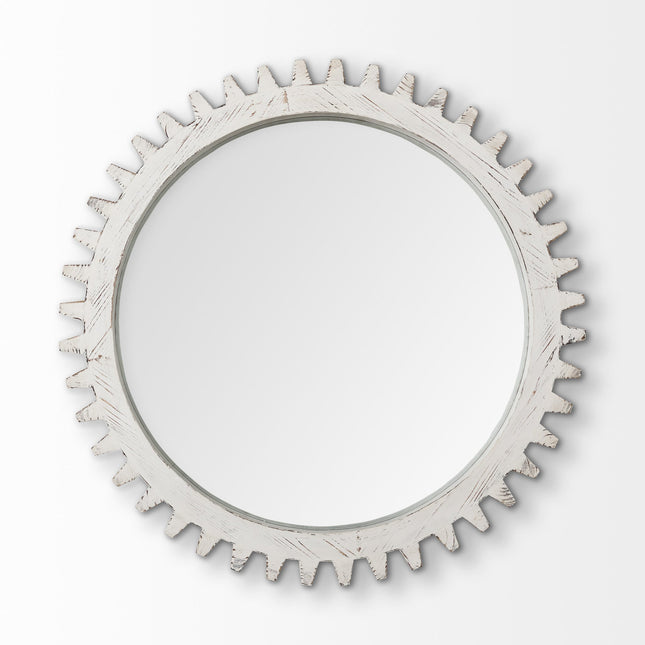 35" White Abstract Wood Framed Accent Mirror HomeRoots