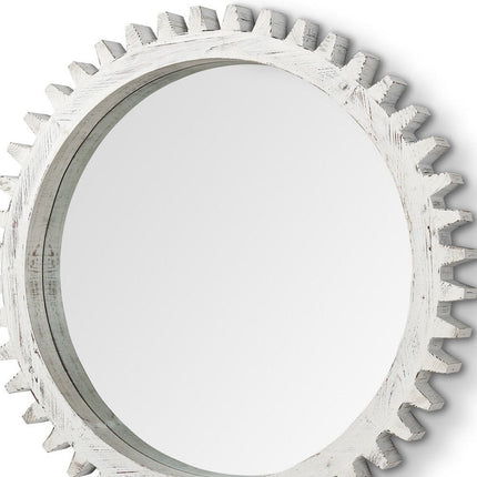 35" White Abstract Wood Framed Accent Mirror HomeRoots