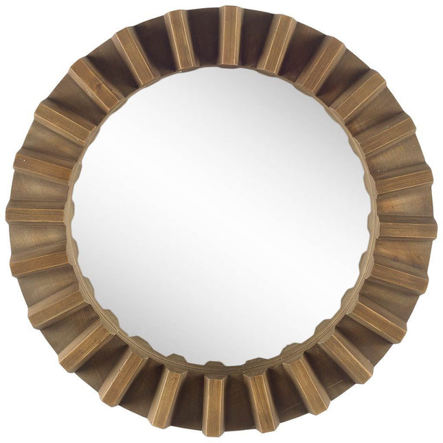 26" Brown Round Wood Framed Accent Mirror HomeRoots