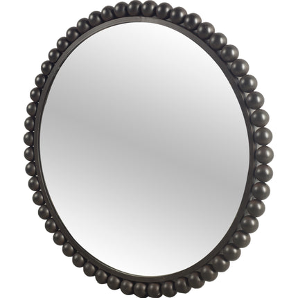 43" Black Metal Round Beaded Framed Accent Mirror HomeRoots