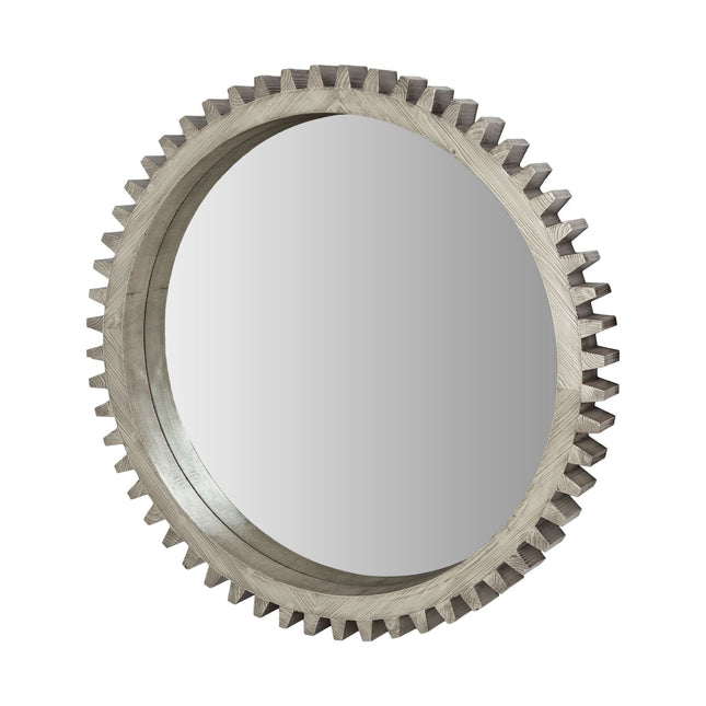 44" Silver Abstract Wood Framed Accent Mirror HomeRoots