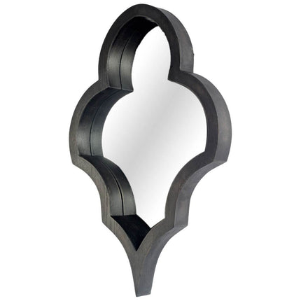 34" Black Wood Abstract Framed Accent Mirror HomeRoots
