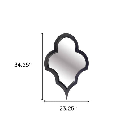 34" Black Wood Abstract Framed Accent Mirror