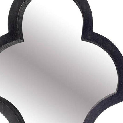 34" Black Wood Abstract Framed Accent Mirror HomeRoots