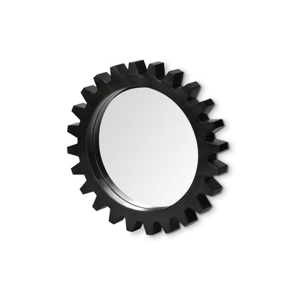 26" Black Cog Round Metal Frame Wall Mirror HomeRoots