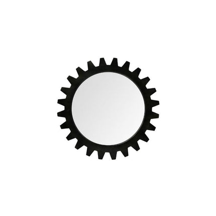 26" Black Cog Round Metal Frame Wall Mirror HomeRoots