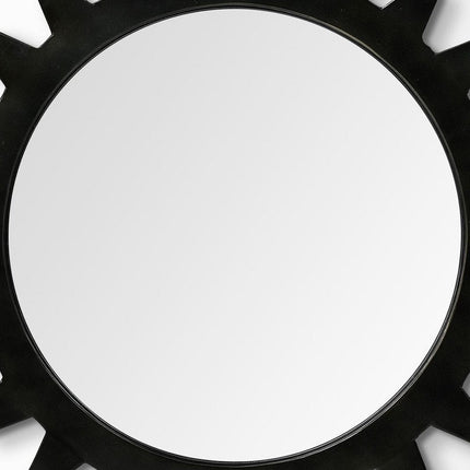 26" Black Cog Round Metal Frame Wall Mirror HomeRoots
