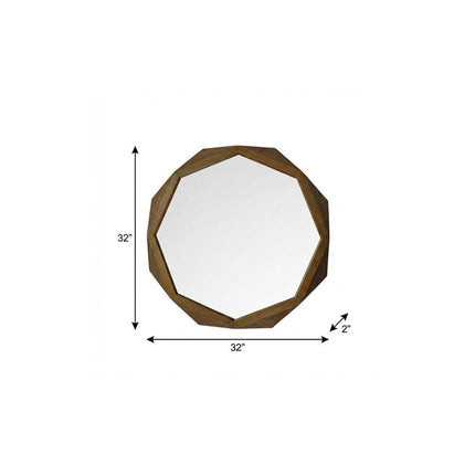 32" Brown Solid Wood Octagon Framed HomeRoots
