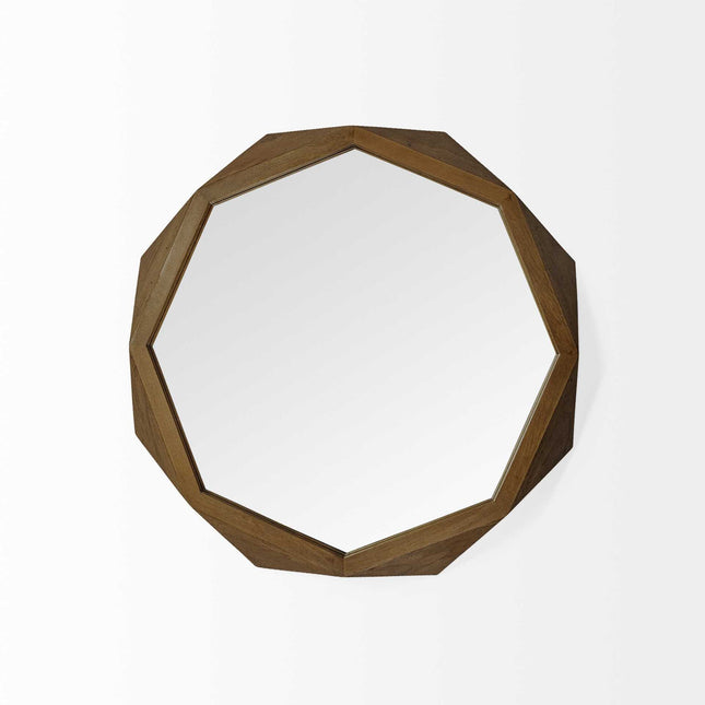 32" Brown Solid Wood Octagon Framed
