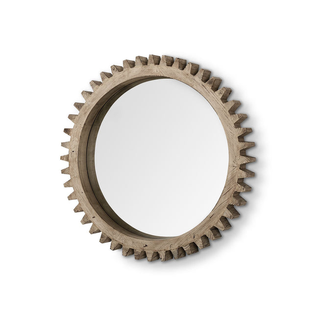 35" Brown Abstract Wood Framed Accent Mirror