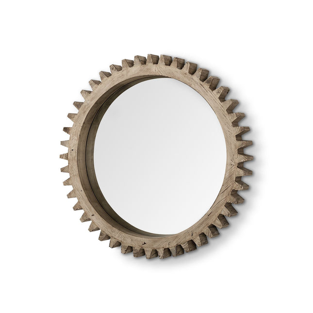 35" Brown Abstract Wood Framed Accent Mirror HomeRoots